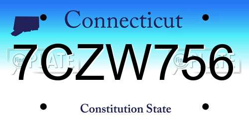7CZW756 Connecticut License Plate