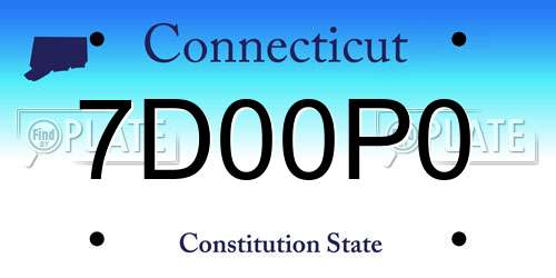 7D00P0 Connecticut License Plate