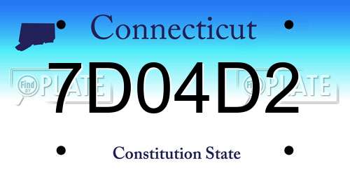 7D04D2 Connecticut License Plate