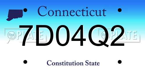 7D04Q2 Connecticut License Plate