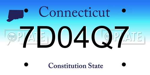 7D04Q7 Connecticut License Plate