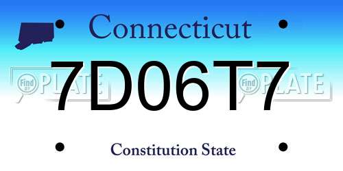 7D06T7 Connecticut License Plate