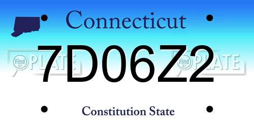 7D06Z2 Connecticut License Plate