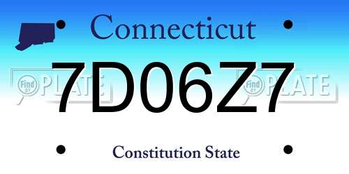 7D06Z7 Connecticut License Plate