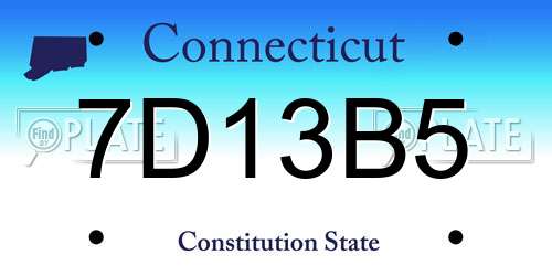 7D13B5 Connecticut License Plate