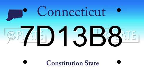 7D13B8 Connecticut License Plate