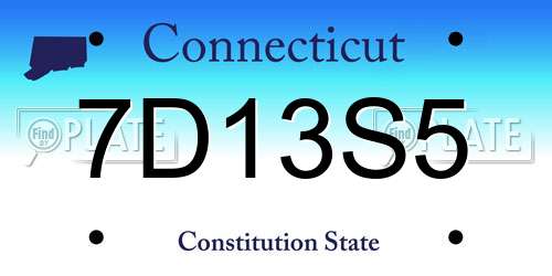 7D13S5 Connecticut License Plate