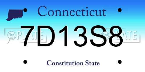 7D13S8 Connecticut License Plate