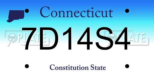 7D14S4 Connecticut License Plate