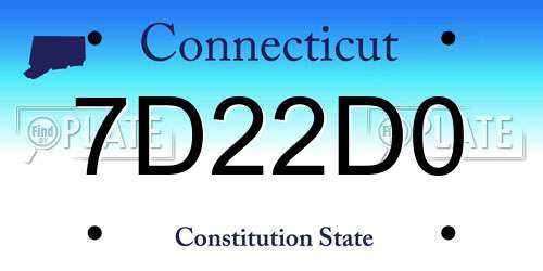 7D22D0 Connecticut License Plate