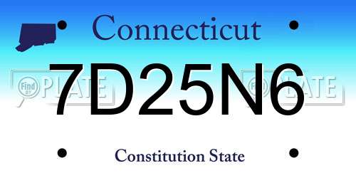 7D25N6 Connecticut License Plate