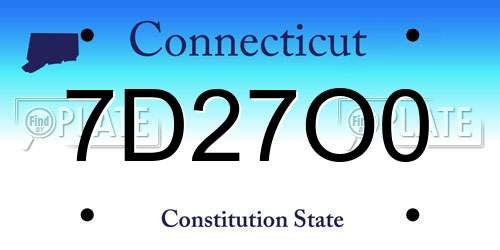 7D27O0 Connecticut License Plate