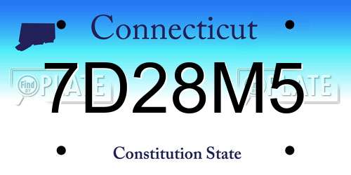 7D28M5 Connecticut License Plate
