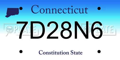 7D28N6 Connecticut License Plate