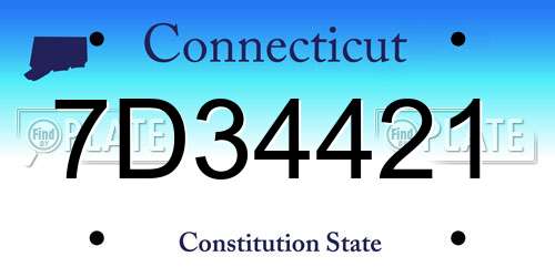 7D34421 Connecticut License Plate