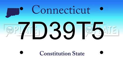 7D39T5 Connecticut License Plate