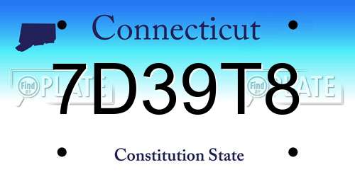7D39T8 Connecticut License Plate