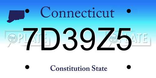 7D39Z5 Connecticut License Plate