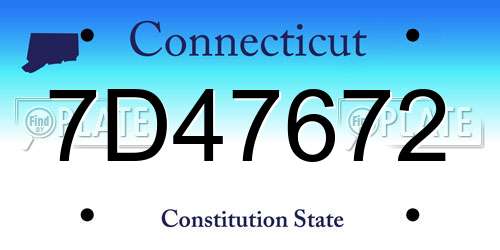 7D47672 Connecticut License Plate