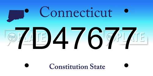 7D47677 Connecticut License Plate