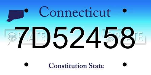 7D52458 Connecticut License Plate
