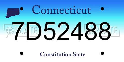 7D52488 Connecticut License Plate