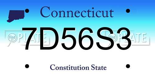 7D56S3 Connecticut License Plate