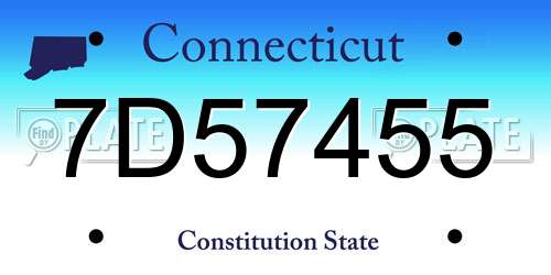 7D57455 Connecticut License Plate
