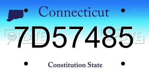 7D57485 Connecticut License Plate