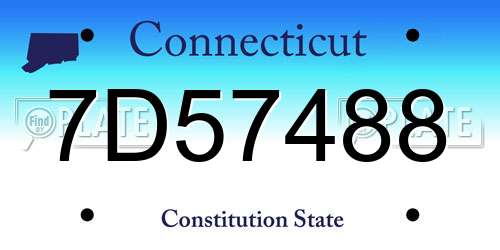 7D57488 Connecticut License Plate
