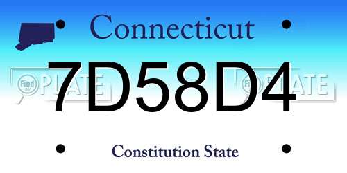 7D58D4 Connecticut License Plate