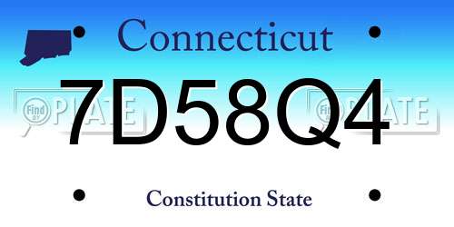 7D58Q4 Connecticut License Plate