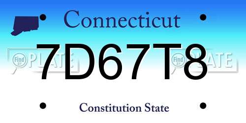 7D67T8 Connecticut License Plate