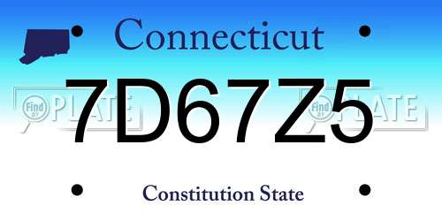 7D67Z5 Connecticut License Plate