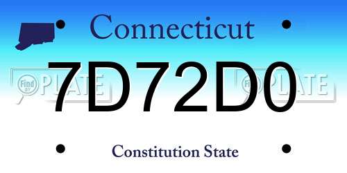 7D72D0 Connecticut License Plate
