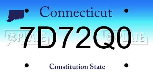 7D72Q0 Connecticut License Plate
