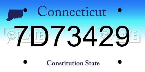 7D73429 Connecticut License Plate
