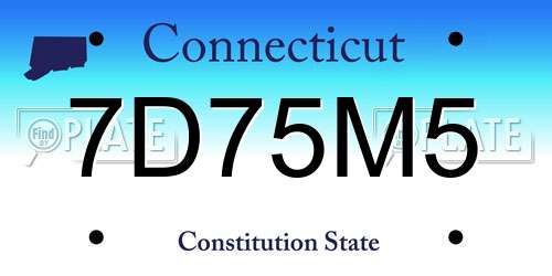 7D75M5 Connecticut License Plate