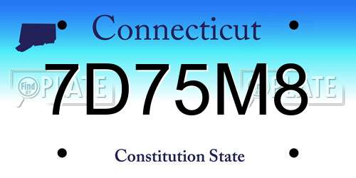 7D75M8 Connecticut License Plate