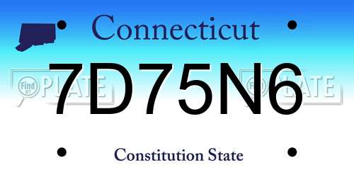7D75N6 Connecticut License Plate