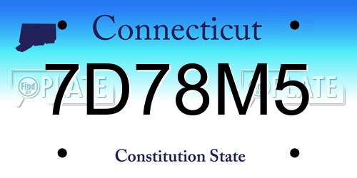 7D78M5 Connecticut License Plate