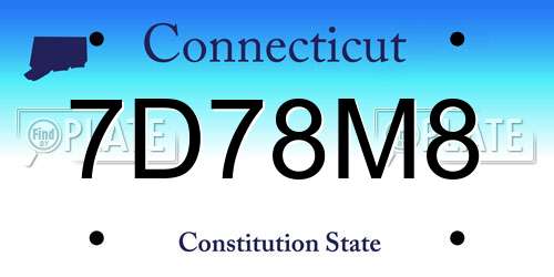 7D78M8 Connecticut License Plate