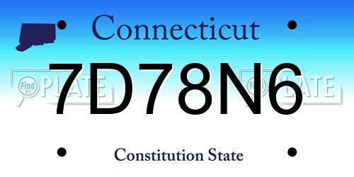 7D78N6 Connecticut License Plate