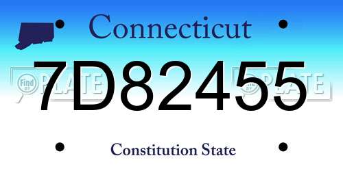 7D82455 Connecticut License Plate