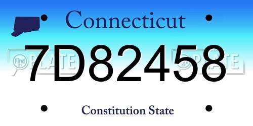 7D82458 Connecticut License Plate