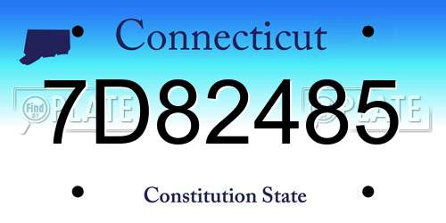 7D82485 Connecticut License Plate