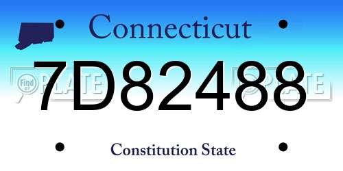 7D82488 Connecticut License Plate