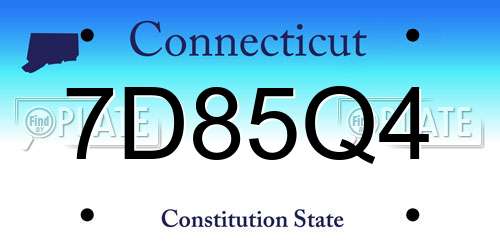 7D85Q4 Connecticut License Plate