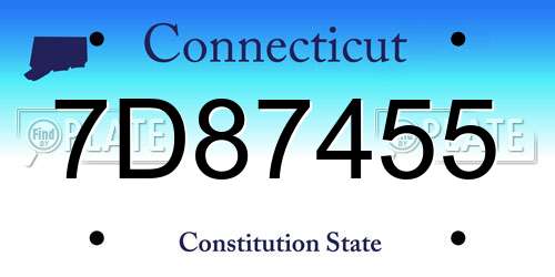 7D87455 Connecticut License Plate