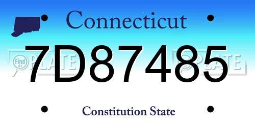 7D87485 Connecticut License Plate